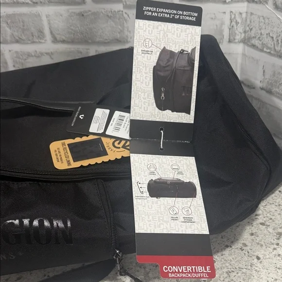 True Religion Men's Black Convertible Backpack Duffle Bag - Picture 3 of 8